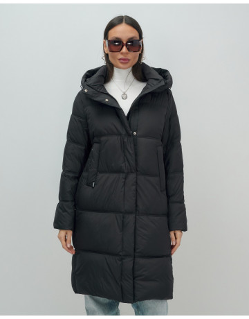 Длинный женский пуховик с капюшоном для зимы