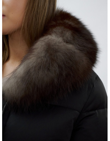 Женский зимний пуховик с мехом песца