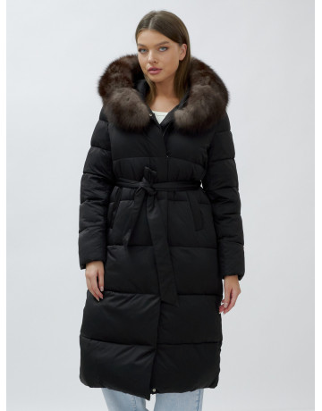 Женский зимний пуховик с мехом песца