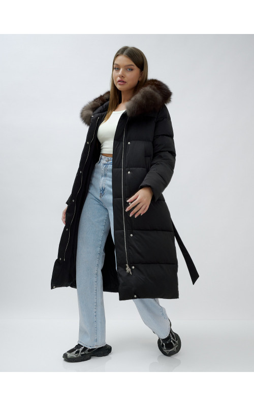 Женский зимний пуховик с мехом песца