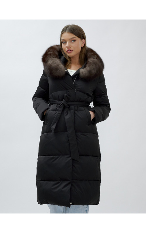 Женский зимний пуховик с мехом песца