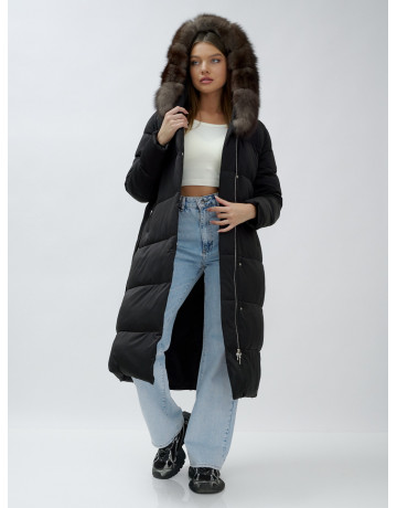Женский зимний пуховик с мехом песца