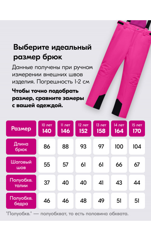 Горнолыжный костюм для девочек, зимний, размерный ряд 140–170.
