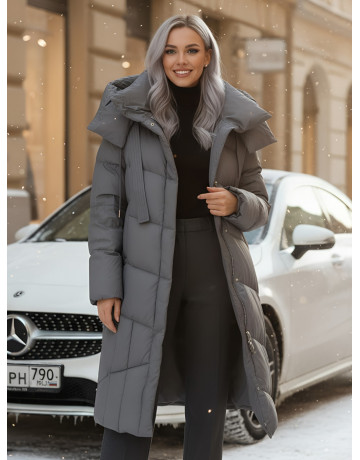 Длинный зимний пуховик для женщин с капюшоном