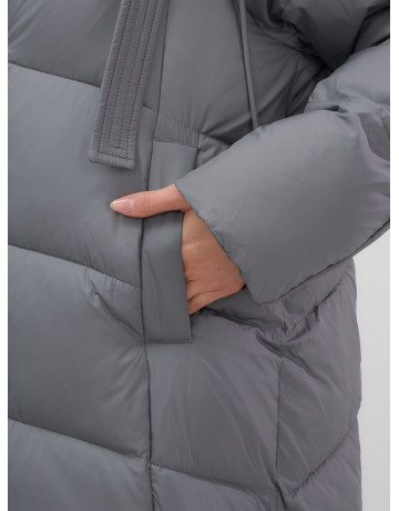 Длинный зимний пуховик для женщин с капюшоном