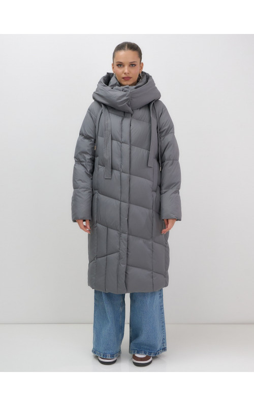 Длинный зимний пуховик для женщин с капюшоном