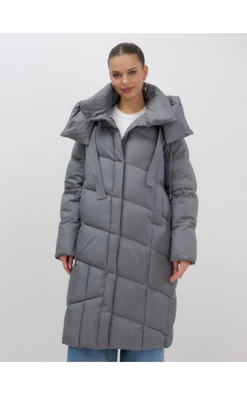 Длинный зимний пуховик для женщин с капюшоном