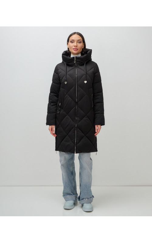 Длинный женский пуховик с капюшоном для зимы