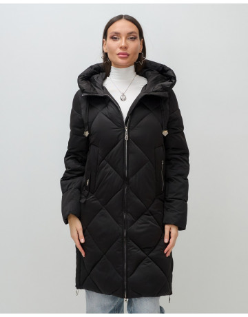 Длинный женский пуховик с капюшоном для зимы