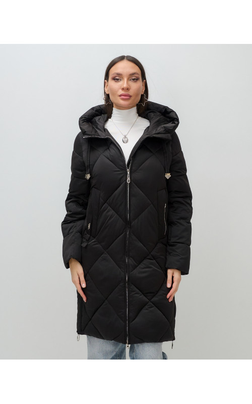 Длинный женский пуховик с капюшоном для зимы