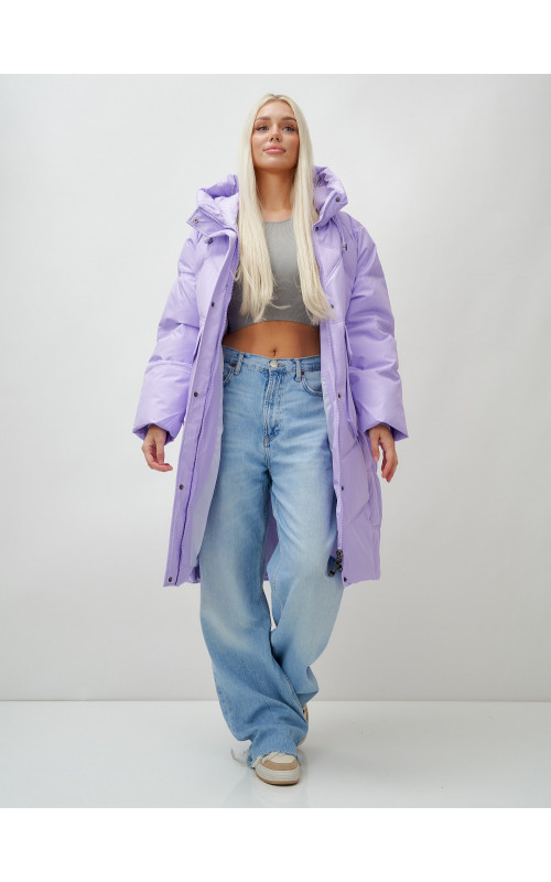 Длинный зимний пуховик с капюшоном «Летучая мышь» для женщин