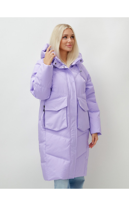 Длинный зимний пуховик с капюшоном «Летучая мышь» для женщин