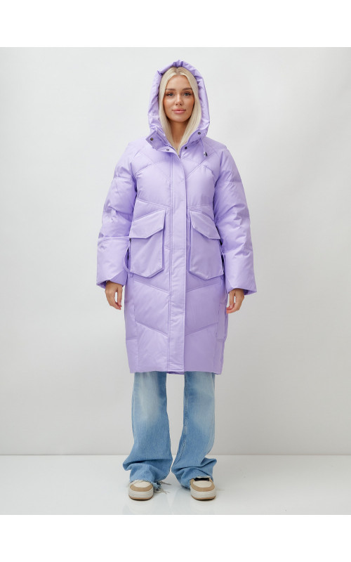 Длинный зимний пуховик с капюшоном «Летучая мышь» для женщин