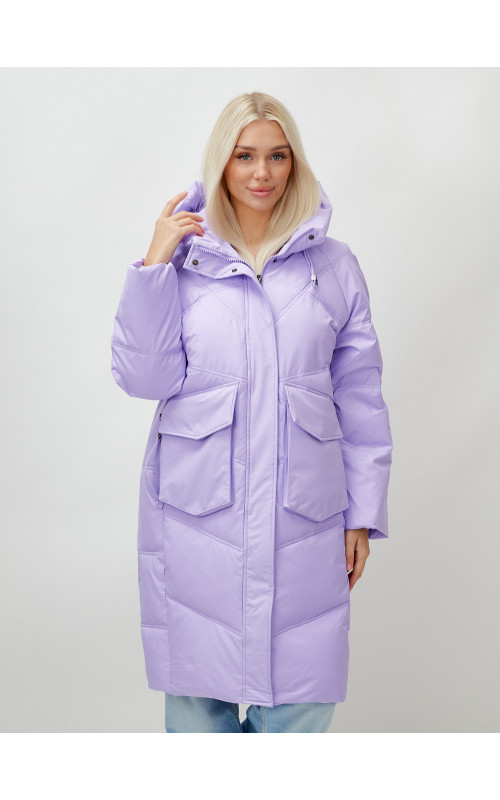 Длинный зимний пуховик с капюшоном «Летучая мышь» для женщин