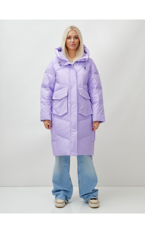 Длинный зимний пуховик с капюшоном «Летучая мышь» для женщин