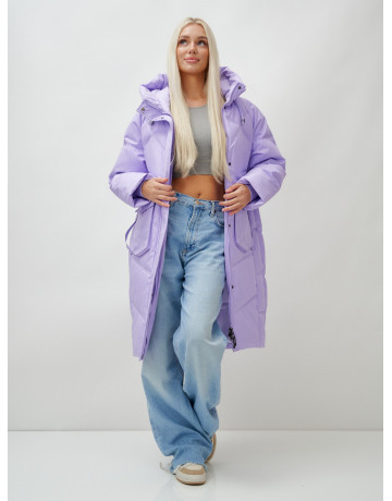 Длинный зимний пуховик с капюшоном «Летучая мышь» для женщин