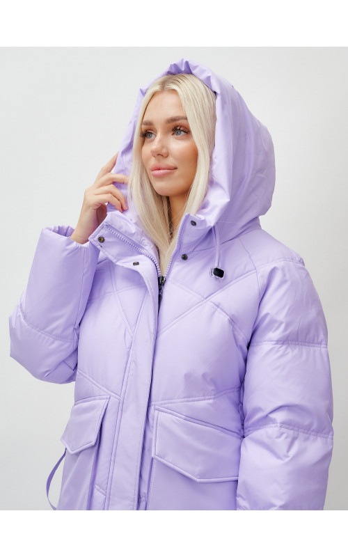 Длинный зимний пуховик с капюшоном «Летучая мышь» для женщин