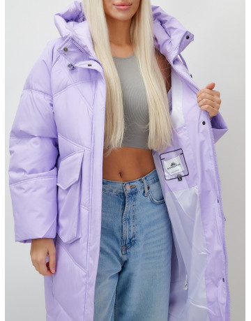 Длинный зимний пуховик с капюшоном «Летучая мышь» для женщин