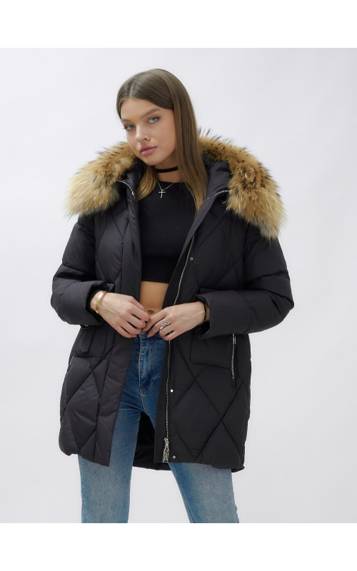 Женская зимняя куртка премиум-класса с мехом енота.