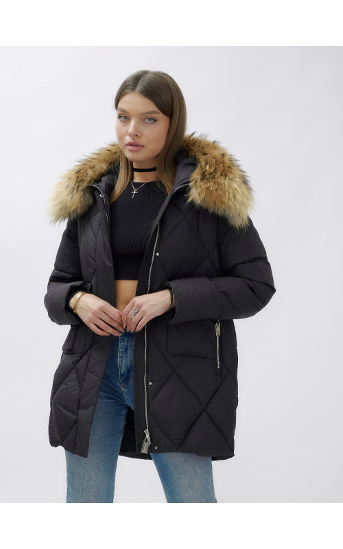 Женская зимняя куртка премиум-класса с мехом енота.