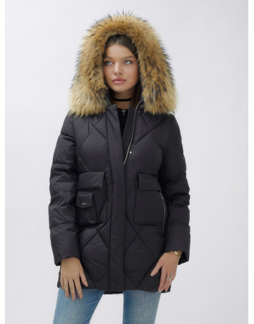 Женская зимняя куртка премиум-класса с мехом енота.