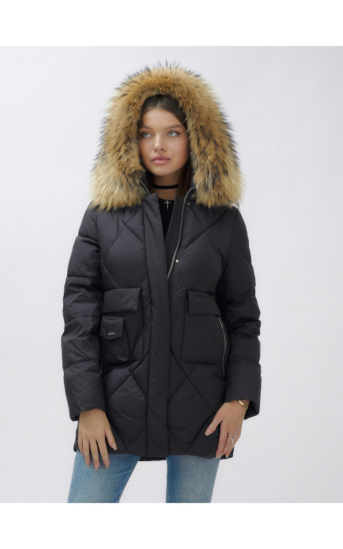 Женская зимняя куртка премиум-класса с мехом енота.