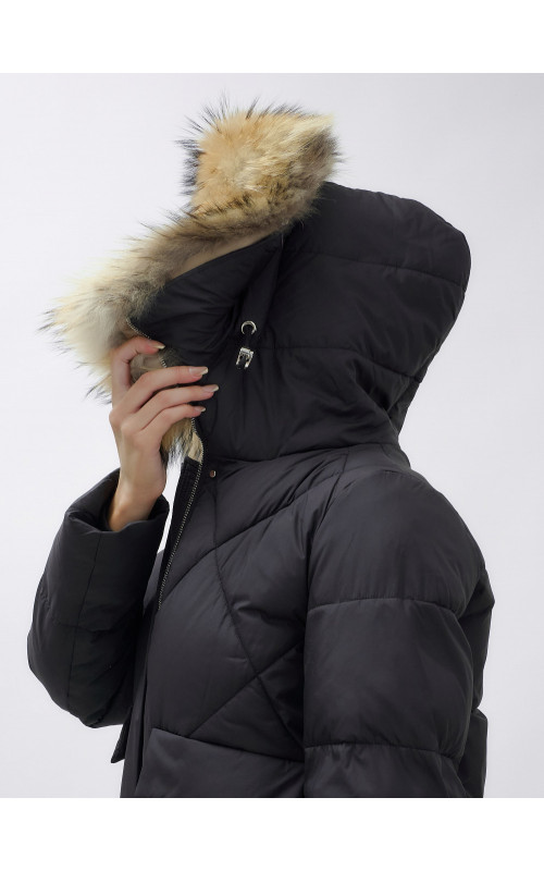 Женская зимняя куртка премиум-класса с мехом енота.