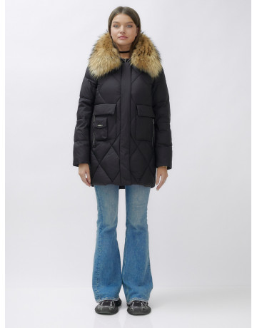 Женская зимняя куртка премиум-класса с мехом енота.
