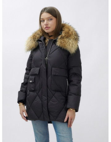Женская зимняя куртка премиум-класса с мехом енота.