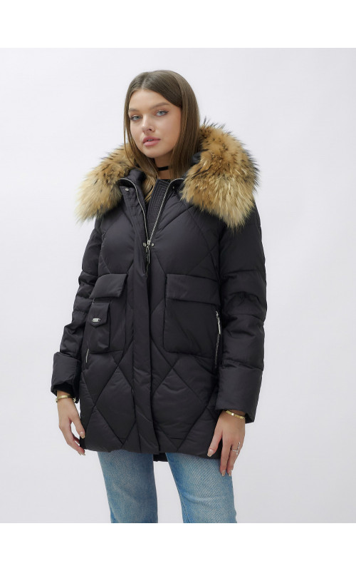Женская зимняя куртка премиум-класса с мехом енота.