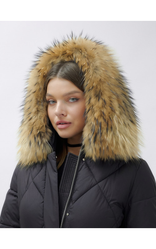 Женская зимняя куртка премиум-класса с мехом енота.