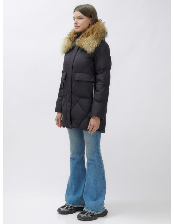 Женская зимняя куртка премиум-класса с мехом енота.