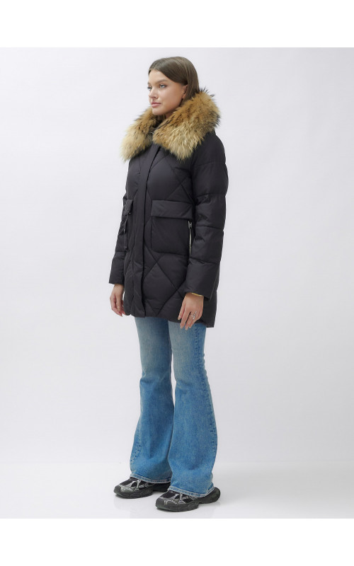Женская зимняя куртка премиум-класса с мехом енота.