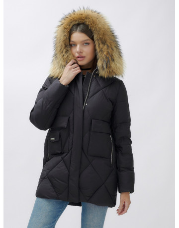 Женская зимняя куртка премиум-класса с мехом енота.