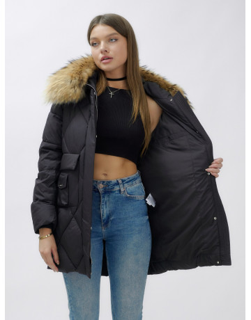 Женская зимняя куртка премиум-класса с мехом енота.