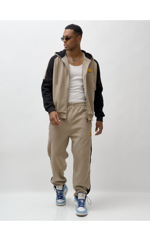 Мужской утеплённый спортивный костюм с начёсом для осени