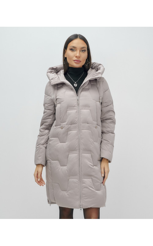 Длинный женский пуховик с капюшоном для зимы