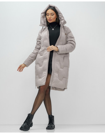 Длинный женский пуховик с капюшоном для зимы
