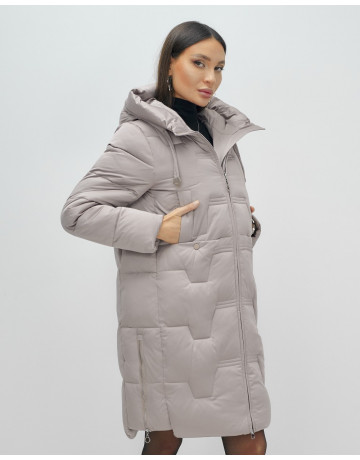 Длинный женский пуховик с капюшоном для зимы