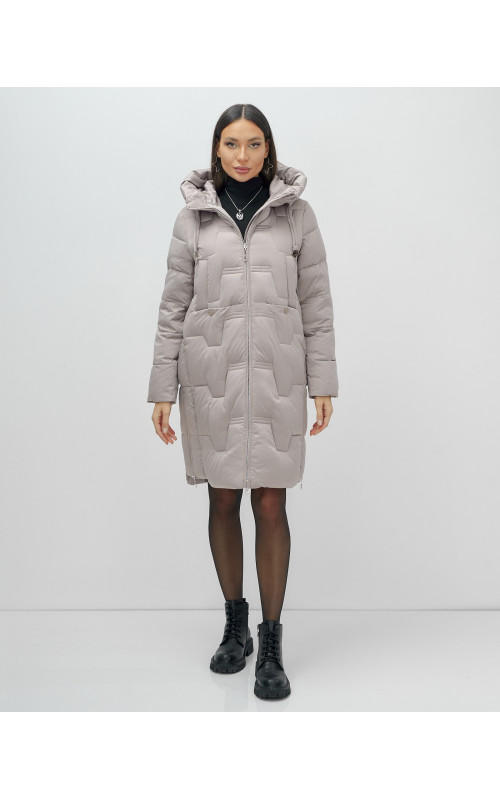 Длинный женский пуховик с капюшоном для зимы