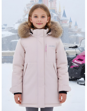 Зимняя парка для девочек розовая с капюшоном.